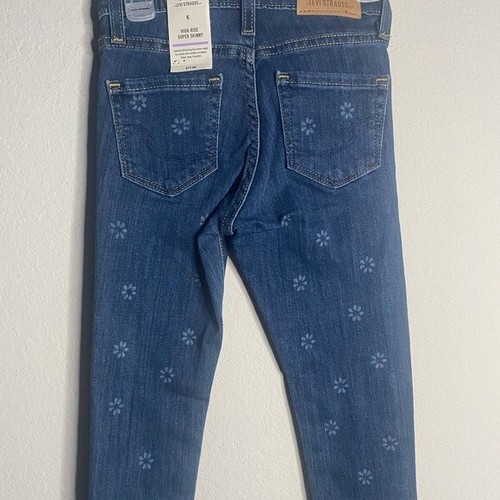 NWT Girl Levi Strauss high rise super skinny jeans with flower print size 5 - Picture 3 of 5