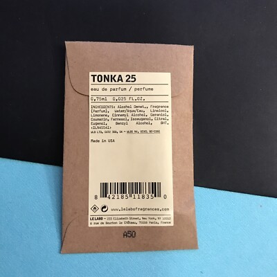 Le Labo TONKA 25 EDP Splash Sample 0.75 ml/0.025 fl oz NEW / SEALED/ AUTHENTIC