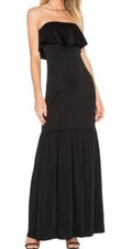 JILL STUART~ Black Satin Ruffle Strapless Popover Mermaid Formal Gown 2 NEW $448