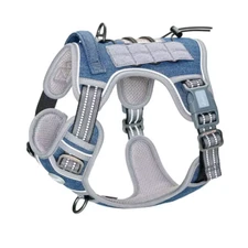 Auroth Tactical Dog Harness Adjustable Dog Vest with Handle - Denim