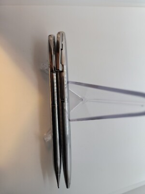Vintage Triumph White Dot Chrome  Ball Point  Pen & Pencil set./ Nice. Ink dry.
