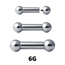 6G 5/8" HEAVY GAUGE INTERNALLY THREADED BALL BARBELL STEEL MALE PIERCING RING