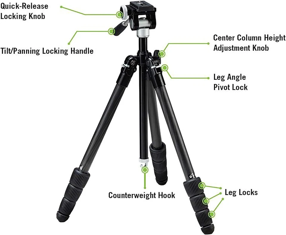 Vortex TR-SMC Summit Carbon II Tripod Kit with 2 Way Pan/Tilt Head - Image 4 of 4