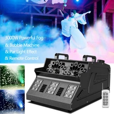 3000W DMX Smoke Fog Bubble Machine RGB LED Light Bubble Blower Stage DJ Fogger