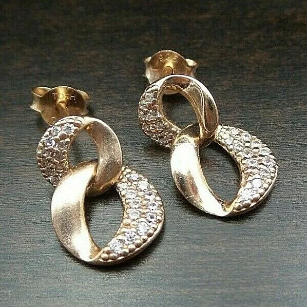 Beautiful Vintage TOSH Germany Sterling Silver Rhinestone Designer Earrings