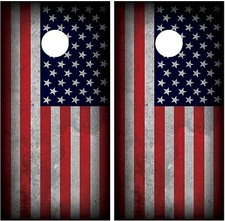 American Flag Grunge Stone Cornhole Board Decal Wrap Wraps