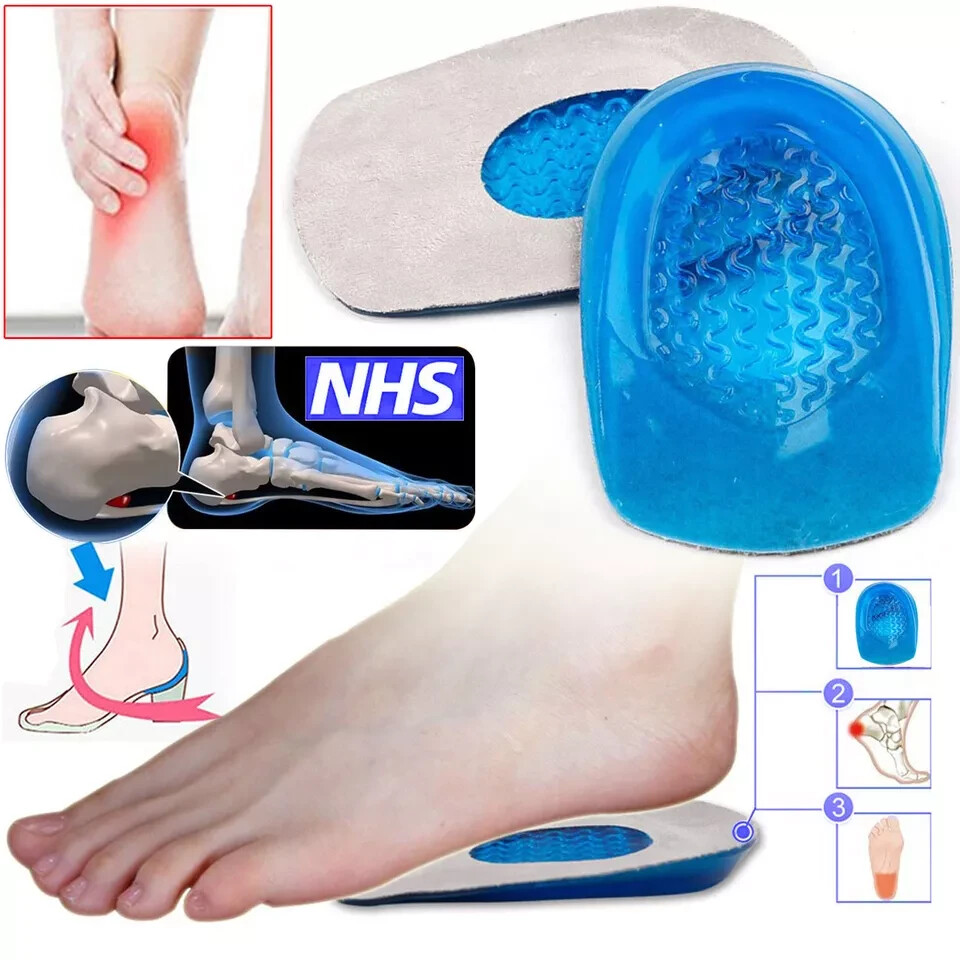 Inserciones de gel para el talón Almohadillas para zapatos Plantillas Soporte Fascitis Plantar Alivio del dolor de pies Reino Unido