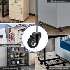 2" Heavy Duty Locking Casters - Non-Slip Rubber Office Chair Replacement Wheels