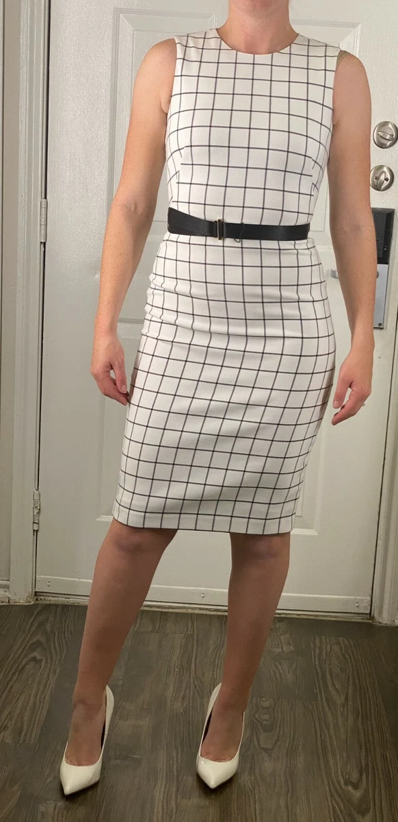 Black and clearance white grid dress