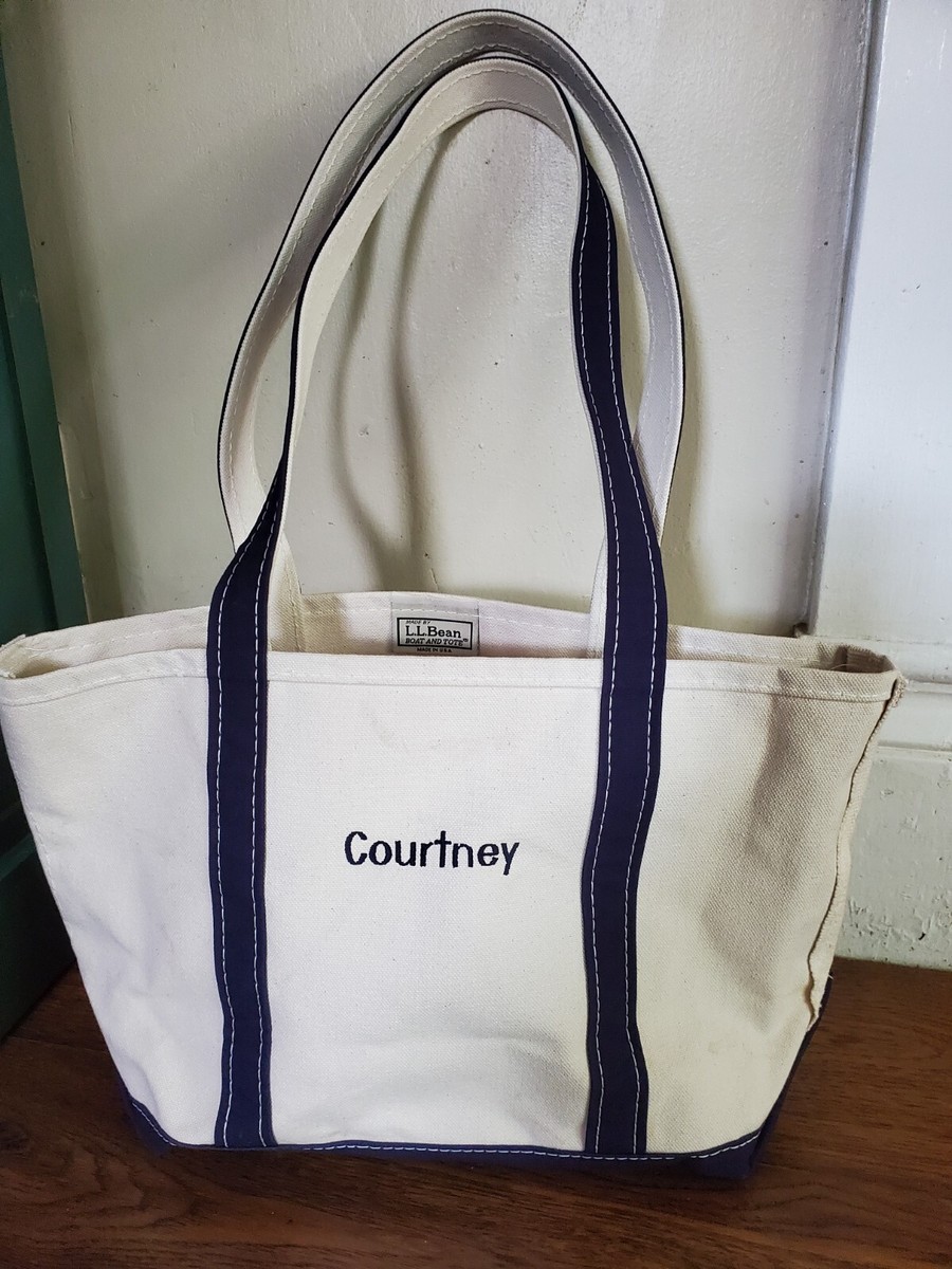 バッグ 90s LLbean Boat and tote Navy Offwhite M L.L.Bean Boat and Tote Bag Zipper Top Medium Size 16L Mauve