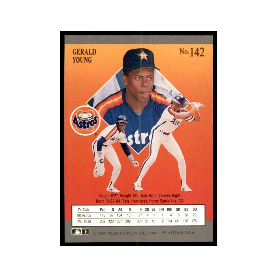 Gerald Young 1991 Fleer Ultra #142 Baseball Cards Baseball Card NM - Image 2 of 3