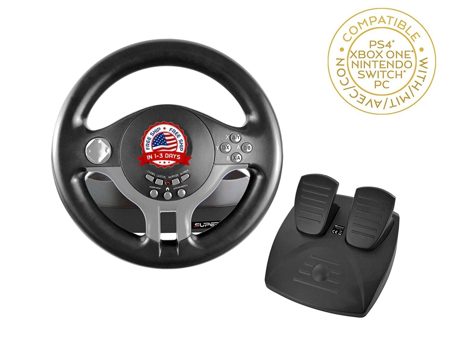 Volante De Carreras De Juego Racing Wheel for PC Xbox One PS4 PS3