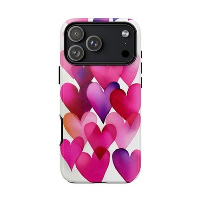 Phone Ink - iPhone | Galaxy | Pixel Case - Pink Hearts Magenta Watercolor