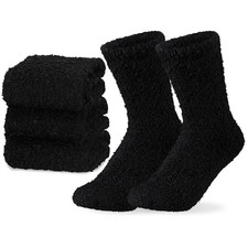 3 Pairs Fuzzy Socks for Womens Soft Fluffy Socks Cute Bed Slipper Fleece Slee...