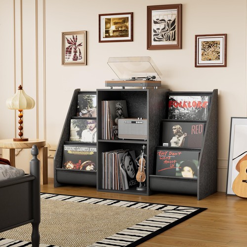 Record Player Stand, Turntable Stand with Vinyl Record Storage 300 Albums, Re... - Picture 7 of 7