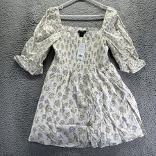French Connection Doria Smock Balloon-Sleeve Dress Womens 10 Floral NWT