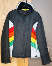 VINTAGE JOHN DEERE SNOWMOBILE JACKET FULL ZIP INSULATED MULTICOLOR MENS MEDIUM