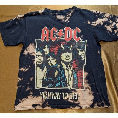 AC/DC Highway to Hell Bleach Tie-Dye Band T-Shirt Black Small
