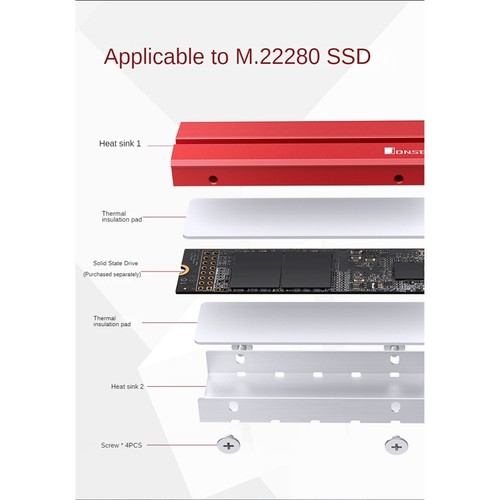M.2-6 Solid State Heatsink 2280 Thermal Vest Nvme Hard Drive Ssd -Aluminum7982 - Afbeelding 6 van 10