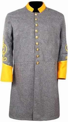 US Civil War Single Breast Gray Frock Coat with Solid Cuff & Collar - Braid 2 - product listing photo