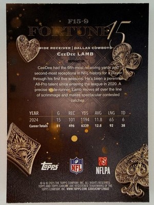 2025 Topps Chrome Football Ceedee Lamb Fortune Refractor Cowboys