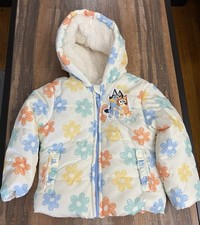 BRANDNEW Bluey Floral puffer Multivolor Yellow Jacket 3-4T Toddler Girl