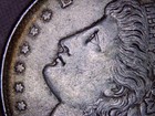 1921 Morgan Silver Dollar, Interesting Greenish Toning, Die Crack — photo 4