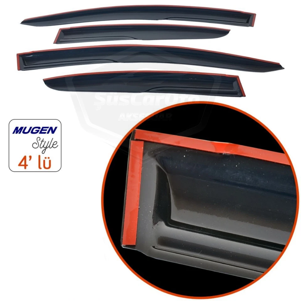 Mugen Window Visors for Ford Focus Sedan 2004-2011 4 pcs Piano Black Rain Guards - Imagem 4 de 4