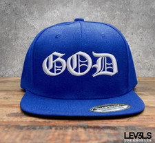 GOD  OLD ENGLISH  SNAPBACK BASEBALL CAP  JESUS CAP  CHRISTIAN CROSS HAT