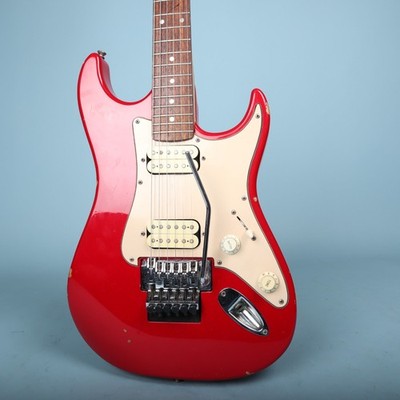 1998 Squier Stagemaster Reverse HH Electric Guitar Frost Red Floyd Rose