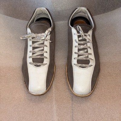 Armani Jeans Men s Fashion Suede & Leather Sneakers Low- Top Gray/ White 42/9