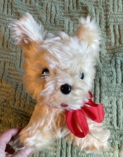 Plüschtier Kuscheltier Hund Hündchen  H. ca. 24cm Plastik Nase Vintage