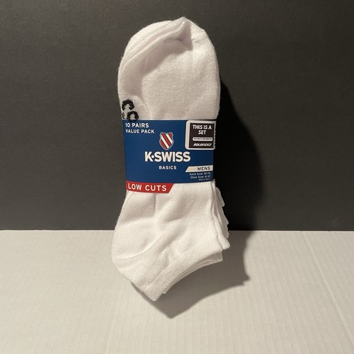 K-Swiss Mens Value Pack 20 Pairs White Low Cut Socks OSFM - Picture 2 of 7