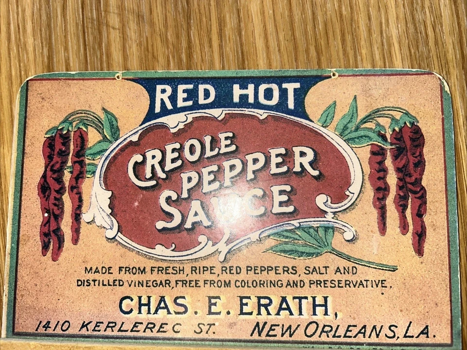 Red Hot Creole Pepper Sauce Chas. E. Earth Advertising Label Key Holder - Image 2 of 4