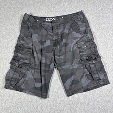 Iron Co Men's Hybrid Cargo Shorts Size 36 Gray Camoflouge Inseam 10"