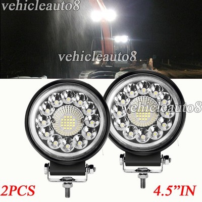 2Pcs 4.5Inch Round LED Work Light Pods Spot Light For Truck Offroad Tractor SUV