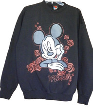 Disney Mickey Unlimited Jerry Leigh Sweatshirt L-XL Black Red Roses Valentines