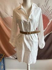 JW ANDERSON Shirt Dress Women’s Size 6 Crisp White Long Sleeve Cotton Minimalist