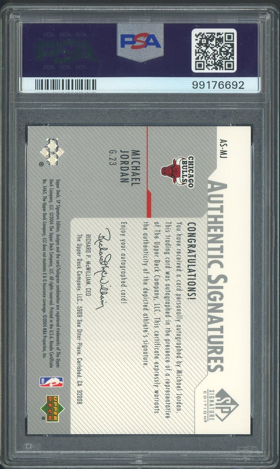 2003 SP Signature Authentic Signature Michael Jordan Bulls AUTO PSA 9 MINT view 3