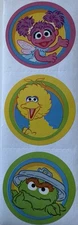 SESAME STREET CHARACTER CIRCLE Stickers(3pc)Puppet…Big Bird…Oscar…Card Making