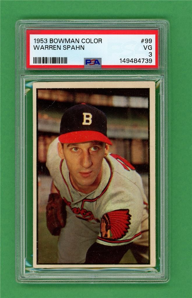 1953 Bowman Color #99 Warren Spahn ** PSA VG 3 ** Milwaukee Braves baseball card