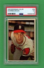 1953 Bowman Color #99 Warren Spahn ** PSA VG 3 ** Milwaukee Braves baseball card
