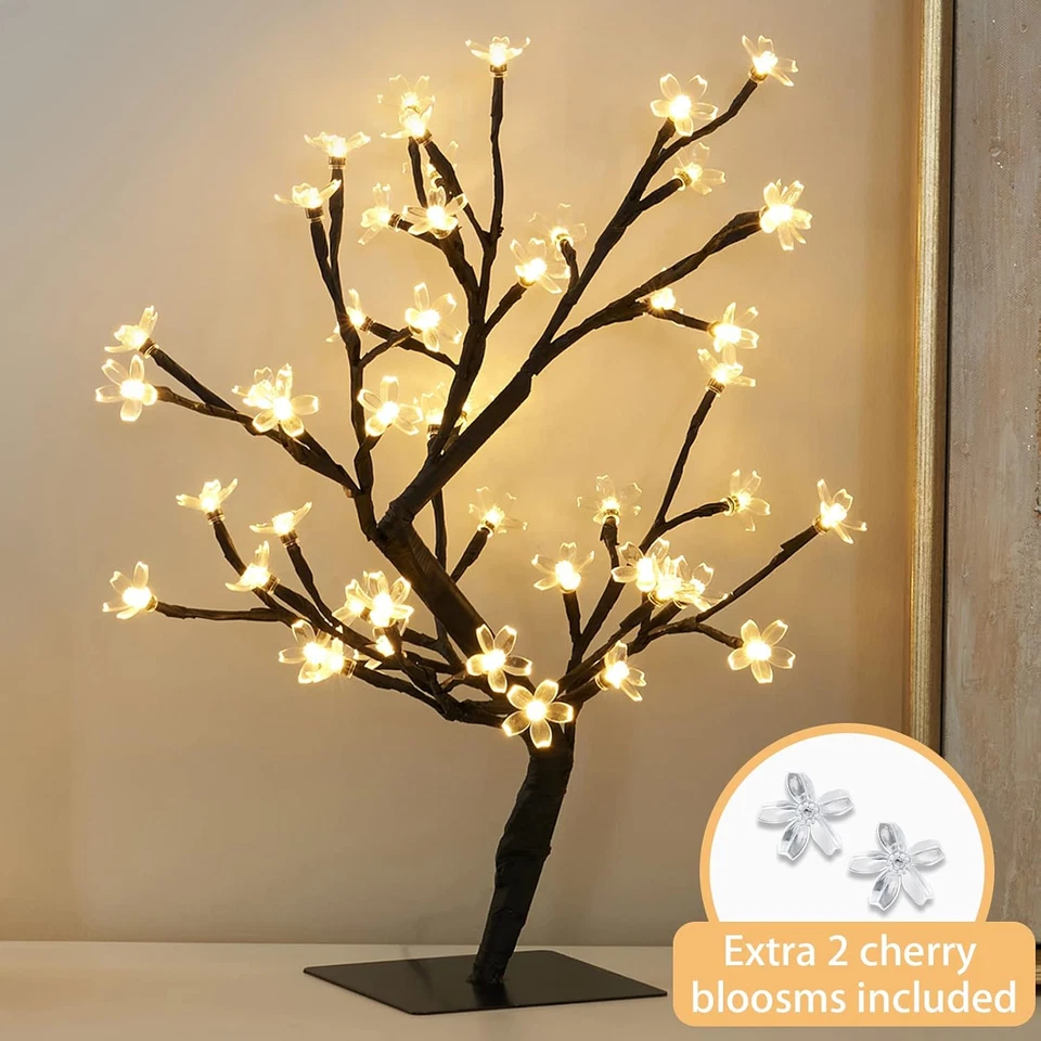 PEIDUO 17.5 Inch Lighted Cherry Blossom Tree, 48 Warm White Lights Plug - Image 4 of 4
