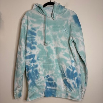 Kappa Tie Dye Hoodie Sweatshirt Mens Medium Blue Teal Hooded Pullover