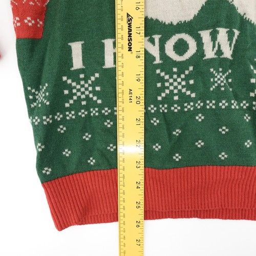 Elfenpullover Herren Medium rot Ugly Christmas Santa I Know Him Pullover Rundhals - Bild 4 von 8