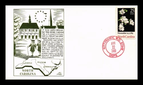 US COVER NORTH CAROLINA STATEHOOD BICENTENNIAL FIRST DAY ISSUE HAND CANCEL