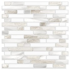 STICKGOO Peel and Stick Wall Tile Self-Adhesive 12x12 Inch, Beige  White