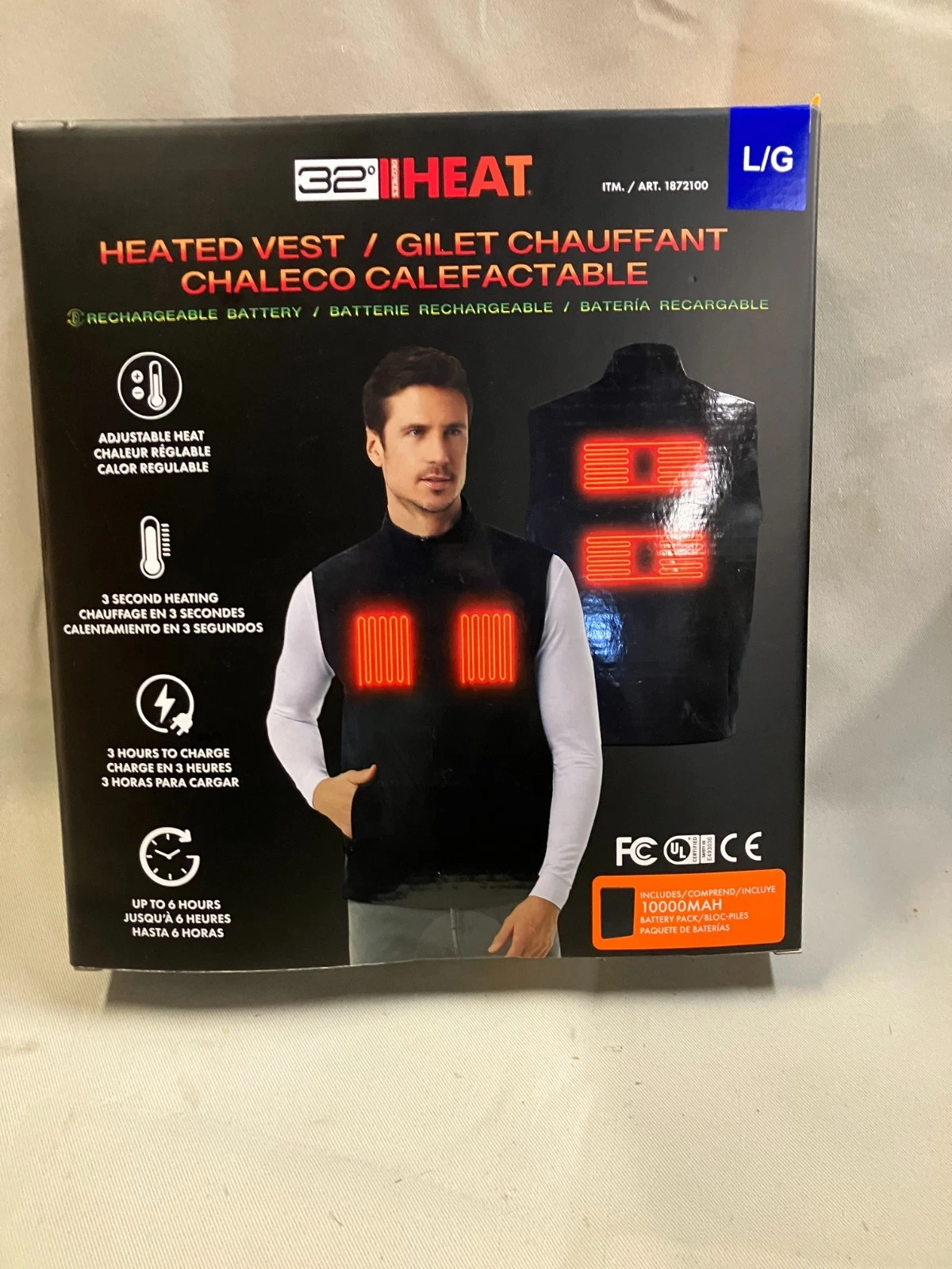 32 Degrees Rechargeable Adjustable Heated Vest, 1000MAH Battery Pack Included, L image 1