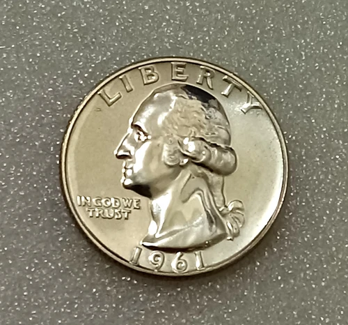 🟅 1961 PROOF 90% Silver Wash. Quarter 25¢