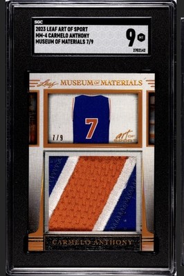 2023 Leaf NM-4 Carmelo Anthony Jumbo Game Used Patch # /9 SGC 9 Pop 1